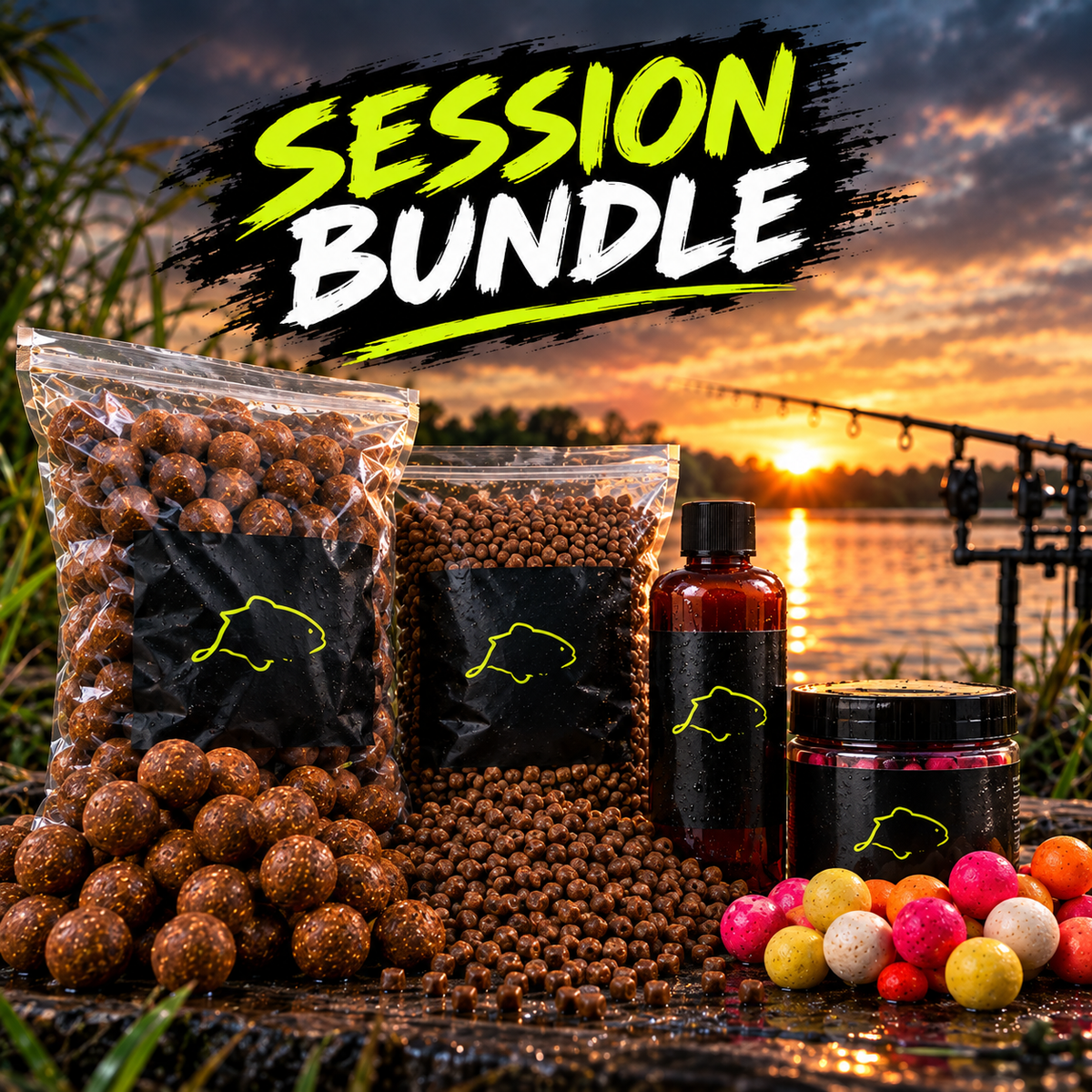 1KG BOILIES, 1KG FLAVOURED PELLETS, GLUG & HOOKBAIT BAIT SESSION BUNDLE